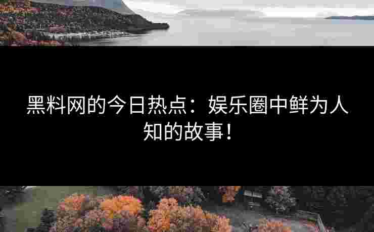 黑料网的今日热点：娱乐圈中鲜为人知的故事！