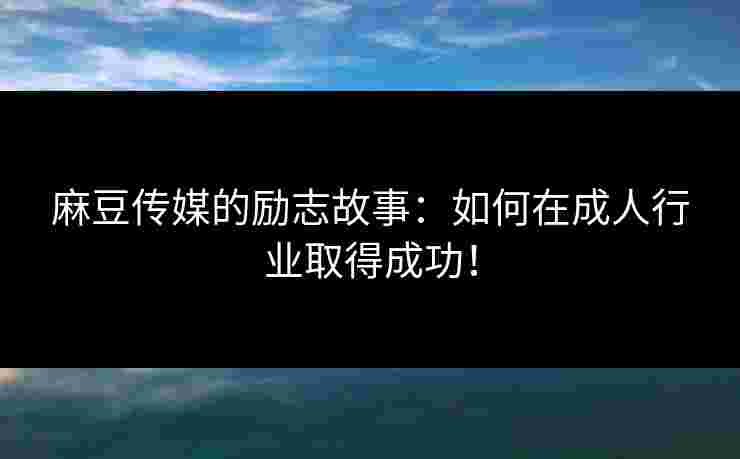 麻豆传媒的励志故事：如何在成人行业取得成功！